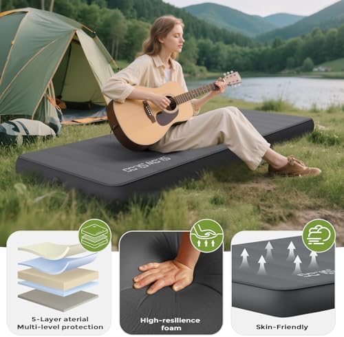 Self-Inflating Sleeping Mats for Outdoor 10cm Foam Sleeping Pad, Gray - Image 4