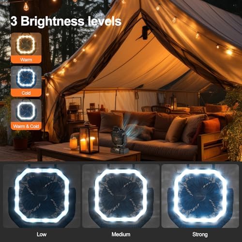 Odoland Portable Camping Fan with Light, 20000mAh Rechargeable Battery Fan - Image 3