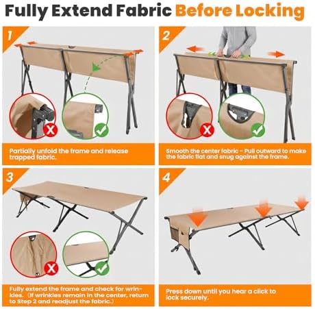 Heavy Duty Camping Cot for Adults, 31.5'' Wide Folding Cot Supports 400LBS - Image 7
