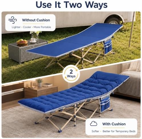 Yaheetech Folding Camping Cot Heavy Duty with Thick Mat & Carry Bag - Image 3