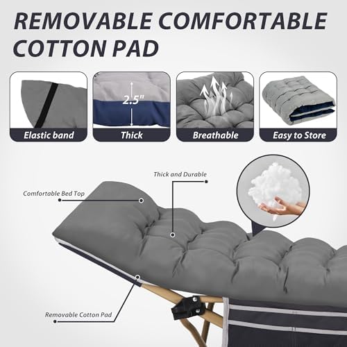 Folding Camping Cot with Mattress for Adults,28" Wide,600LBS - Image 4