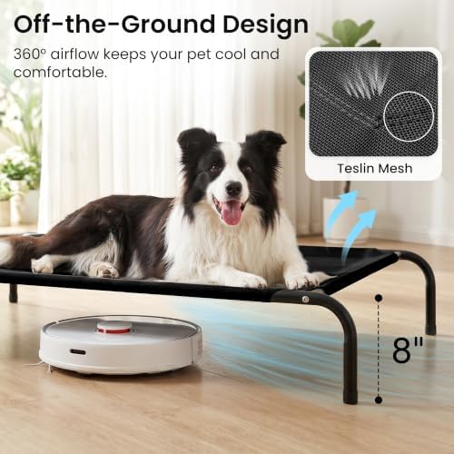 Love's cabin Elevated Cooling Dog Bed for Large Dogs, Portable Indoor & Outdoor Raised Pet Dog Cat Cot, Durable Summer Frame with Breathable Mesh, Black, 48 inches - Image 2
