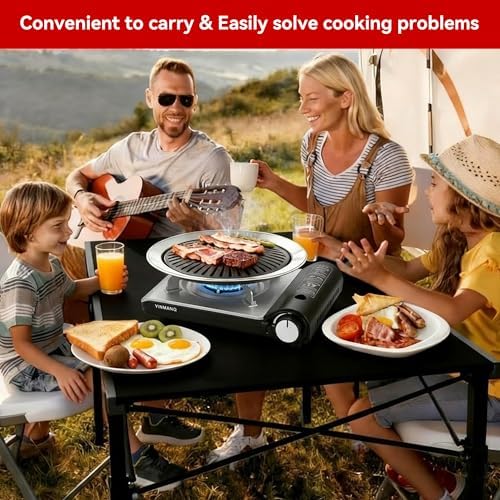 Detachable Grill Pan & Butane Stove Combo with Safety Auto-Eject | Portable Suitcase Design for Camping, Tailgating, Picnics, Indoor/Outdoor Cooking & Hot Pot - Image 2