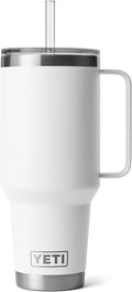 YETI Rambler 42 oz Tumbler with Handle and Straw Lid, Travel Mug Water Tumbler, Vacuum Insulated Cup with Handle, Stainless Steel, White by YETI