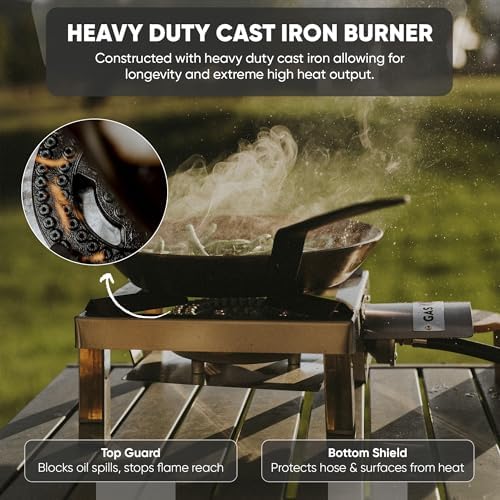 GasOne Stainless Steel Single Propane Burner - Outdoor Cooking with Heat Shield and Guard – Propane Burner Head for Camping, Tailgating, Seafood Boil, Home Brewing - Patented - Image 5