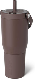 BrüMate Resa 35oz 100% Leakproof Tumbler w/Handle & Straw | Flexible SoftSip Straw | Silicone Sleeve for Durability | Stainless Steel | Cup Holder & Travel Friendly Water Bottle (Java) by Br%C3%BCMate