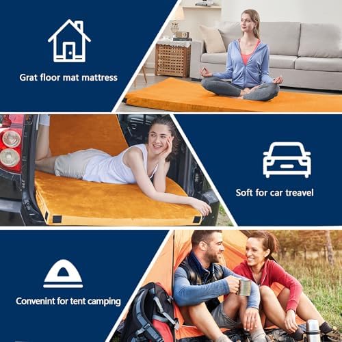 CYMULA Memory Foam Camping Mattress Pad, CertiPUR-US Sleeping Mat, Portable Roll Up Mattress for Adults, Camping Bed Pads for Sleepover, Car Bed with Travel Bag - Image 3