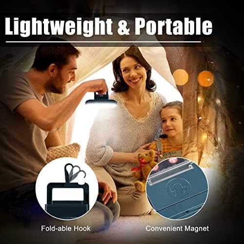 Portable Camping Fan with LED Lantern XTAUTO USB Rechargeable Waterproof Tent Fan with Hanging Hook Magnet Survival Kits for Indoor Outdoor Hiking Car Office Desk Outdoor Emergency Power Outage 2-pack - Image 5