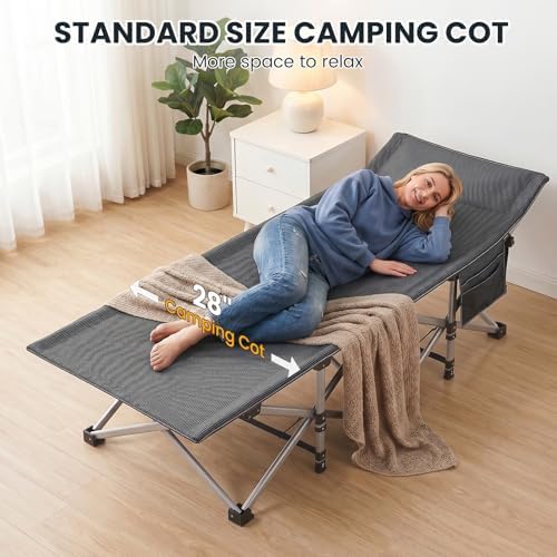 LILYPELLE Folding Camping Cot, Extra Wide Heavy Duty Sleeping Cots - Image 6