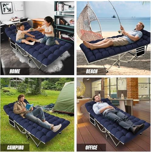 YELLOW JACKET Camping Cot,Folding Camping Cot Bed for Adults Upgraded 32" Wide Sleeping 1200D Double Layer Oxford Portable Folding Outdoor Cots for Camping Home Office Nap Beach Travel - Image 5