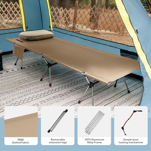 Naturehike ArmyWild Folding Camping Cot, Height Adjustable Ultralight Backpacking Cot, Portable Camping Bed for Camping Hiking Travel Home - Image 5
