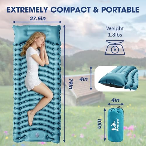 Ultralight Camping Sleeping Pad with Pillow & Built-in Foot Pump - Image 2