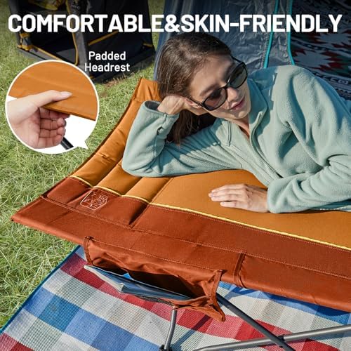 Timber Ridge Extra Wide Heavy Duty Camping Cot for Adult, Easy Set Up Oversized Sleeping Cot with Carry Bag for Camping, Travel and Outdoors, Support up to 450lbs, Orange, 2 Pack - Image 5