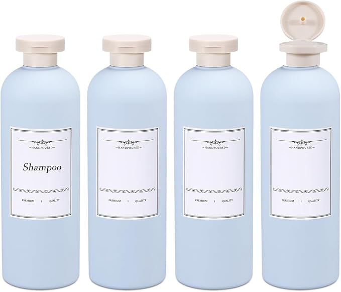 ASEVAT 13.5oz 4pack Refillable Travel Shampoo and Conditioner Bottles, Travel by ASEVAT