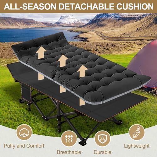 DoCred Oversized XXL Folding Camping Cot with Mattress, 2 Pack 32" Wide Cot - Image 6