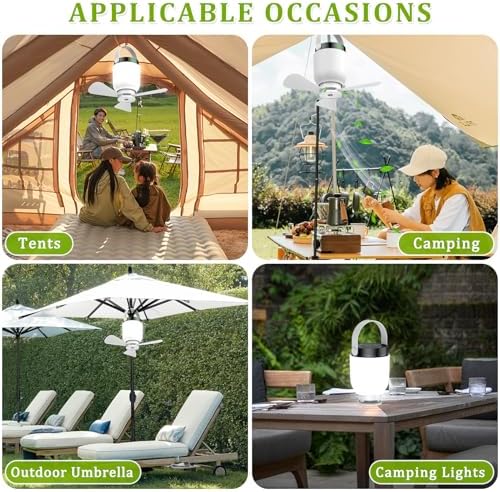 2 in 1 Camping Fan with Lantern, Tent Ceiling Fans with Lights and Remote - Image 7