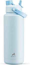 POWCAN 40 oz Insulated Water Bottle with 2-in-1 Straw and Spout Lid, Keep Cold 24H, Leak-Proof, BPA-Free, Double Wall Stainless Steel Water Bottle for Sports, Gym, Travel, and School (Sea Breeze) by POWCAN
