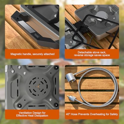 27000 BTUs 2 Burner Folding Camp Stove, Propane Gas Stove for Camping - Image 6