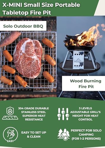 CAMPINGMOON Mini Charcoal Grill Portable Fire Pit Stainless Steel X-MINI - Image 3