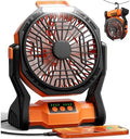 Camping Fan Rechargeable, 20000mAh Battery Powered Fan with LED Light & Hook, Portable Fans Rechargeable for Indoor, Outdoor, Tent, Travel, Jobsite, Fishing, Gifts for Men Dad by ZIQENLk