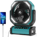 Camping Fan with Light - 20000mAh Rechargeable Battery Tent Fan, 112Hrs Max, 8 Speeds, Digital Display, Timer, Auto Oscillation, 270° Pivot & Hook for Garage, RV, Hurricane, Co-Branded with AMACOOL by KITWLEMEN