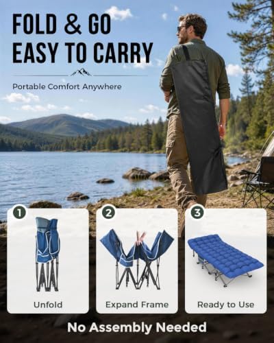 ZENPETIO XXL Folding Camping Cot for Adults, 32" Heavy-Duty Extra Wide Cots - Image 6