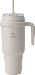 REDUCE Reusable 50 oz Cold1 Water Tumbler – Ergonomic Handle – Double-Wall Insulation – Sturdy Desktop/Tabletop Mug with Lid and Straw – BPA-Free – Stainless Steel for Gym, Home, Office – Casa Blanca by Reduce