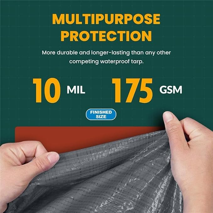 Trademark Supplies Tarp Cover Silver / Black Heavy Duty Thick Material - Image 3