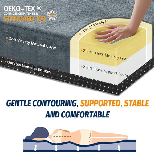 CYMULA Memory Foam Camping Mattress Pad, CertiPUR-US Sleeping Mat, Portable Roll Up Mattress for Adults, Camping Bed Pads for Sleepover, Car Bed with Travel Bag - Image 2