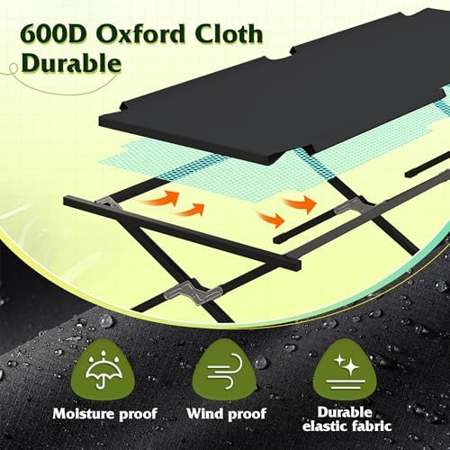 WLIVE Folding Camping Cots for Adults with Carry Bag, 300 lb, Black - Image 2