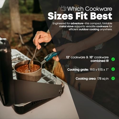 GasOne Portable Camping Stove – Double Propane Stove with Auto Twist Turn Ignition – 22,000 BTU Camping Cooktop with 2 Burners and Wind Guard – Ideal for Tailgating, Fishing, Travel - Image 4