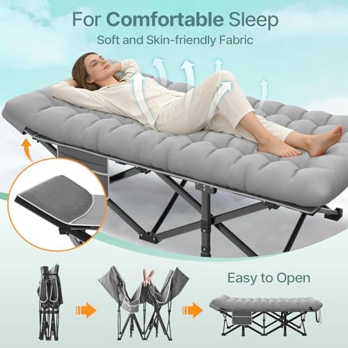 Suteck 32" XXL Folding Camping Cot, 900LBS Heavy Duty Sleeping Cots - Image 3