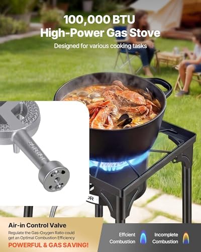 VEVOR 1 Burner Outdoor Propane Gas Stove, Propane LPG Gas Camping Stove, - Image 3