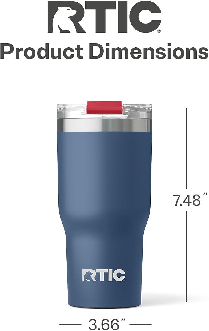 RTIC 20oz Essential Tumbler with Lid, Ceramic Lined, Insulated, Stainless Steel, Metal, Double Wall Vacuum-Insulation, Travel Cup for Iced Coffee, Tea, Hot and Cold Drink, Patriot - Image 5