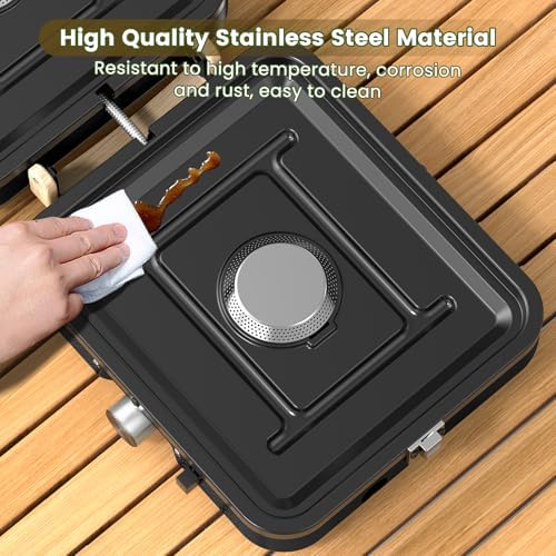 OGERY 2-Burner Foldable Camping Stove with Griddle (Textured & Smooth) and Carrying Bag, Portable Propane Camp Stove with 2 Adjustable Burners & Piezo Ignition, for Camping Tailgating Essentials Gear - Image 5