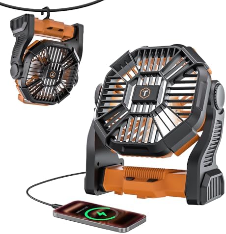 ToughTested Rechargeable Camping Fan with LED Light, 4-Speed, 58H Runtime by ToughTested