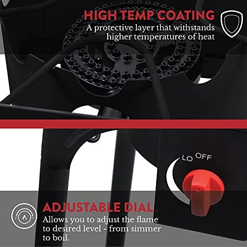Gas One Propane Double Burner Two Burner Camp Stove with Windscreen Outdoor High Pressure Propane 2 Burner Adjustable PSI Regulator and 4ft Steel Braided Hose With Removable Legs - Image 5