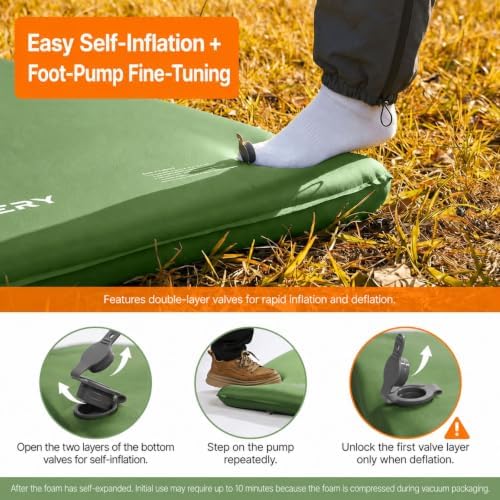 OGERY Self-Inflating Sleeping Pad, 3" Memory Foam Camping Mattress - Image 2