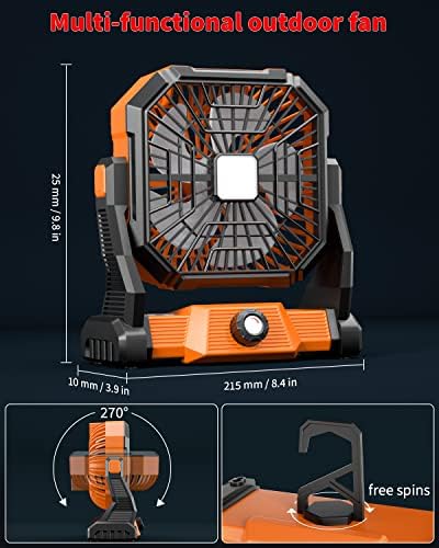 Portable Camping Fan,20000mAh Rechargeable Battery Powered Fan with LED Lantern, USB-C Battery Operated Fans,Ultra Quiet, for Outdoor Indoor Use,Travel, Tent,Beach, Picnic,Barbecue, Fishing,Home - Image 6