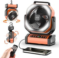 Socool Camping Fan with Light - 20000mAh Rechargeable Battery Fan, 112Hrs Max Run Time, 9 Speeds, Digital Display, Timer, Auto Oscillation, 270° Pivot & Hook for Camping, Power Outage, Hurricane by Socoolfancoolinhand