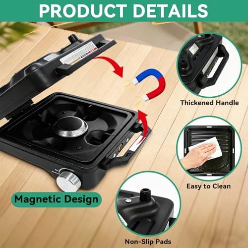 2 Burner Camping Stove 24000 BTU, Portable Propane Camp Stove Set, Black - Image 5