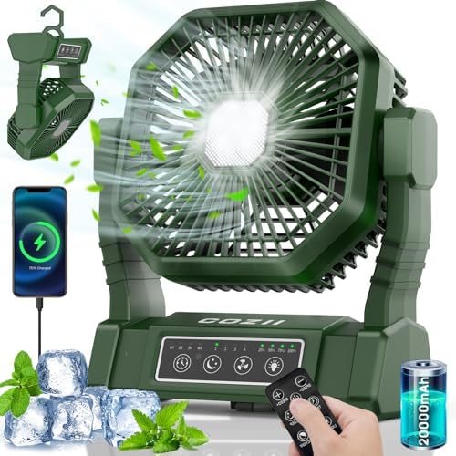 Portable Fan Rechargeable,Camping Fan 20000mAh,Battery Powered Fan with LED by COZII