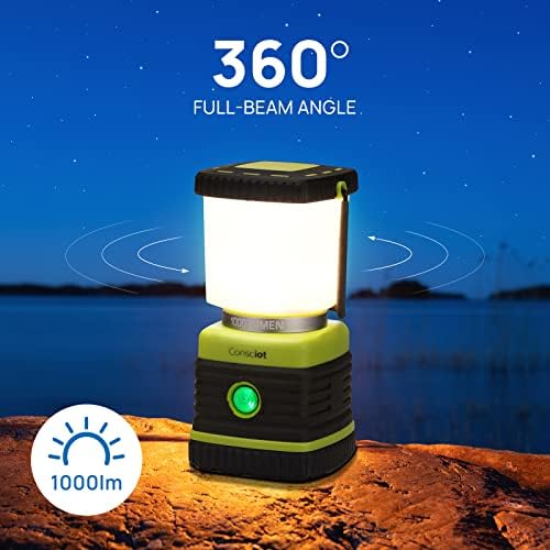 Consciot LED Battery Powered Camping Lantern, 1000LM, 4 Light Modes, IPX4 Waterproof Portable Tent Flashlight for Power Outages, Emergency, Hurricane, Hiking, Light Green, (Pack of 20) - Image 2