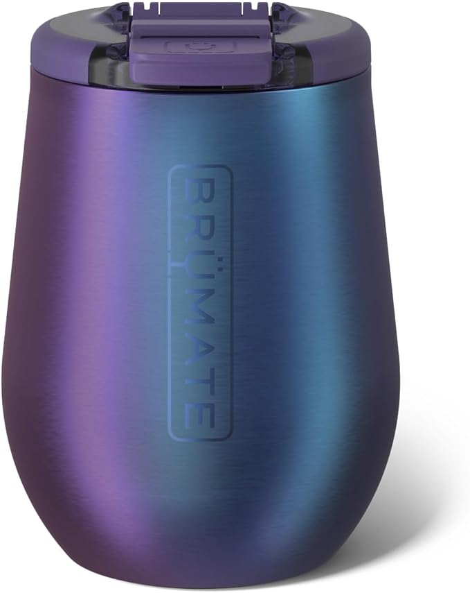 BrüMate Uncork'd 14oz 100% Leakproof Insulated Wine Tumbler | Locking Lid | Insulated Stainless Steel Wine Glass | Perfect For Travel & Outdoors | BPA-Free (Dark Aura) by Br%C3%BCMate