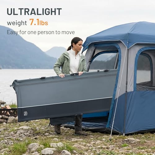 TIMBER RIDGE 20-Second Quick Set-Up Camping Cot, Lightweight Aluminum Folding Cot with Zipper Closure, Portable Carry Bag Included for Camping, Travel and Outdoors, Support up to 225lbs, Grey - Image 2