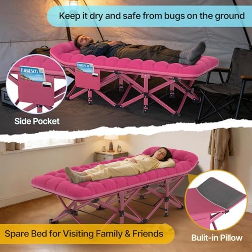 Slendor XXL Camping Cot with Mattress, Pillow & Carry Bag, 32" Extra Wide - Image 4