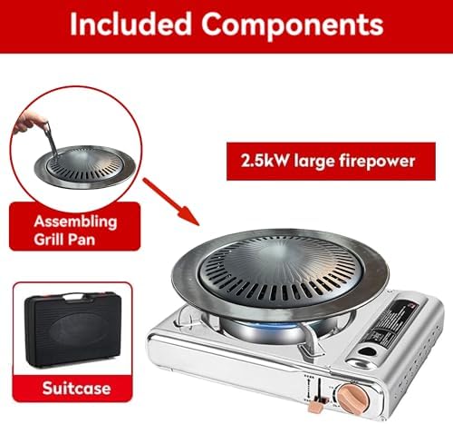 Detachable Grill Pan & Gas Stove Combo with Safety Auto-Eject | Portable Suitcase Design for Camping, Tailgating, Picnics, Indoor/Outdoor Cooking & Hot Pot - Image 2