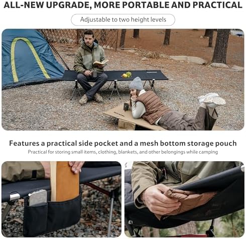 Naturehike ArmyWild Folding Camping Cot, Height Adjustable Ultralight Backpacking Cot, Portable Camping Bed for Camping Hiking Travel Home - Image 6