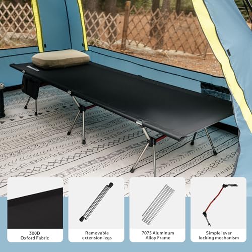 Naturehike ArmyWild Folding Camping Cot, Height Adjustable Ultralight Backpacking Cot, Portable Camping Bed for Camping Hiking Travel Home - Image 5