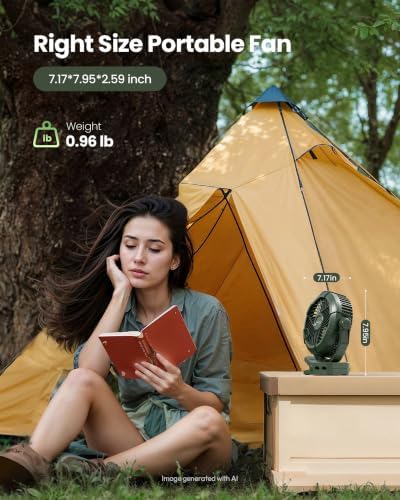 Gaiatop Portable Camping Fan with LED Lantern, Clip on Fan for Tent - Image 3